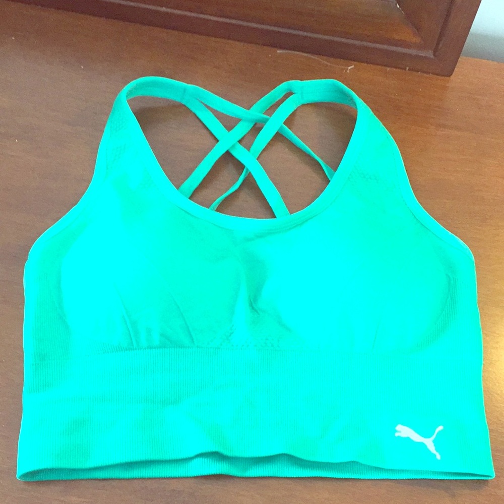 Puma green sports bra